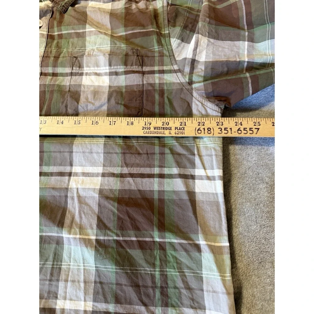 The North Face Men's L Plaid Long Sleeve Button Down Shirt Brown Green Outdoor